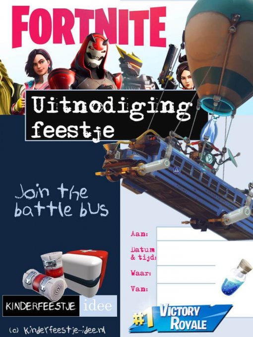 Fornite uitnodiging kinderfeestje