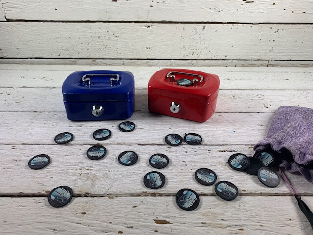 Expeditie Robinson kistjes en muntjes