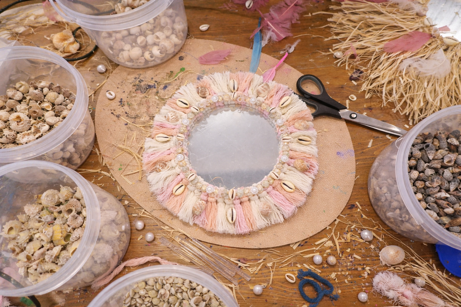 macrame wandspiegel maken kinderfeestje