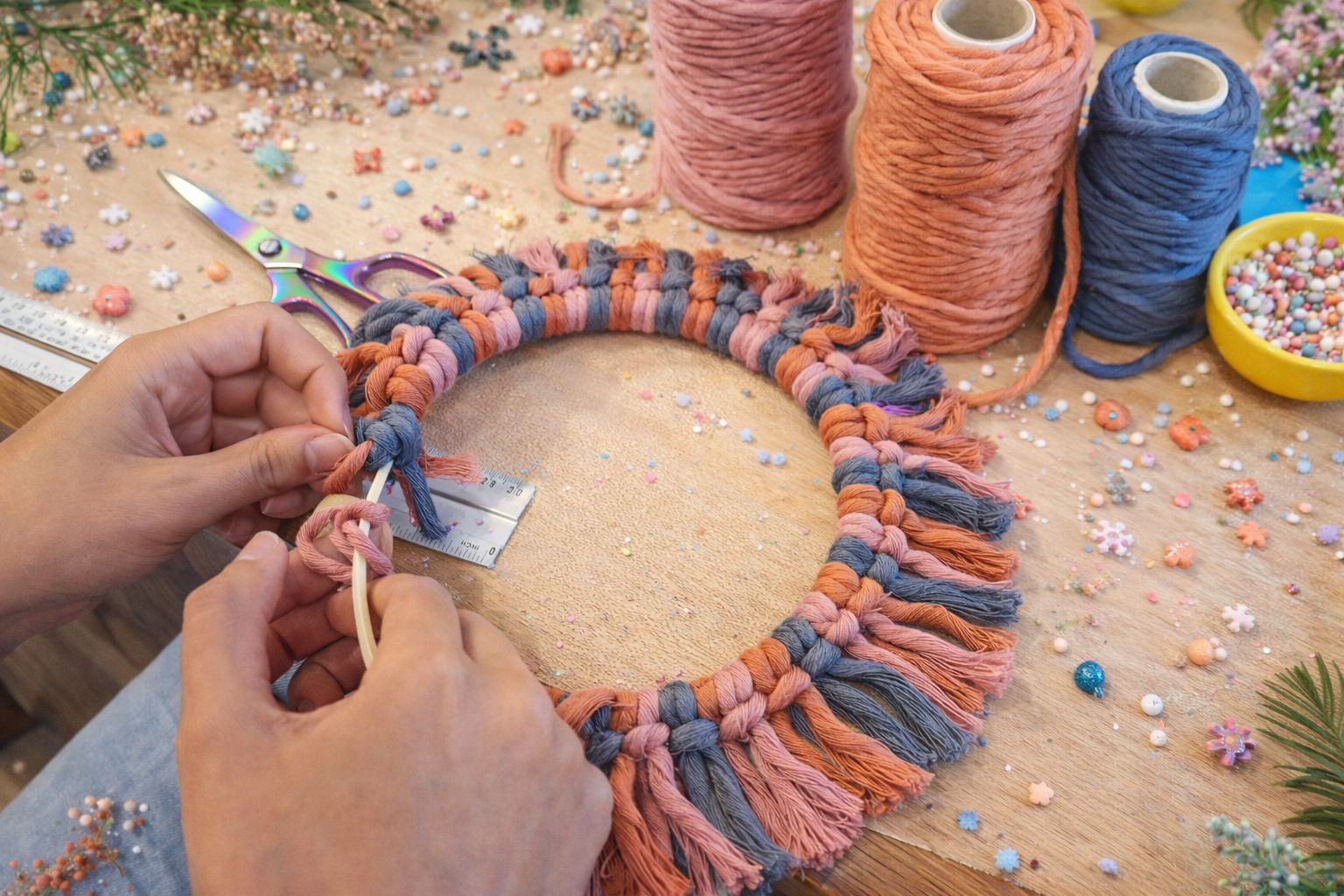 macrame wandspiegel maken kinderfeestje